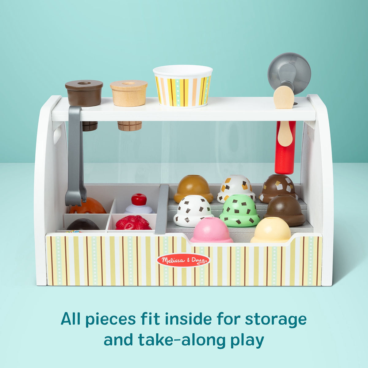 Melissa & Doug Wooden Scoop & Serve Ice Cream Counter Play Food Child Multicolor Wood 28 Piece