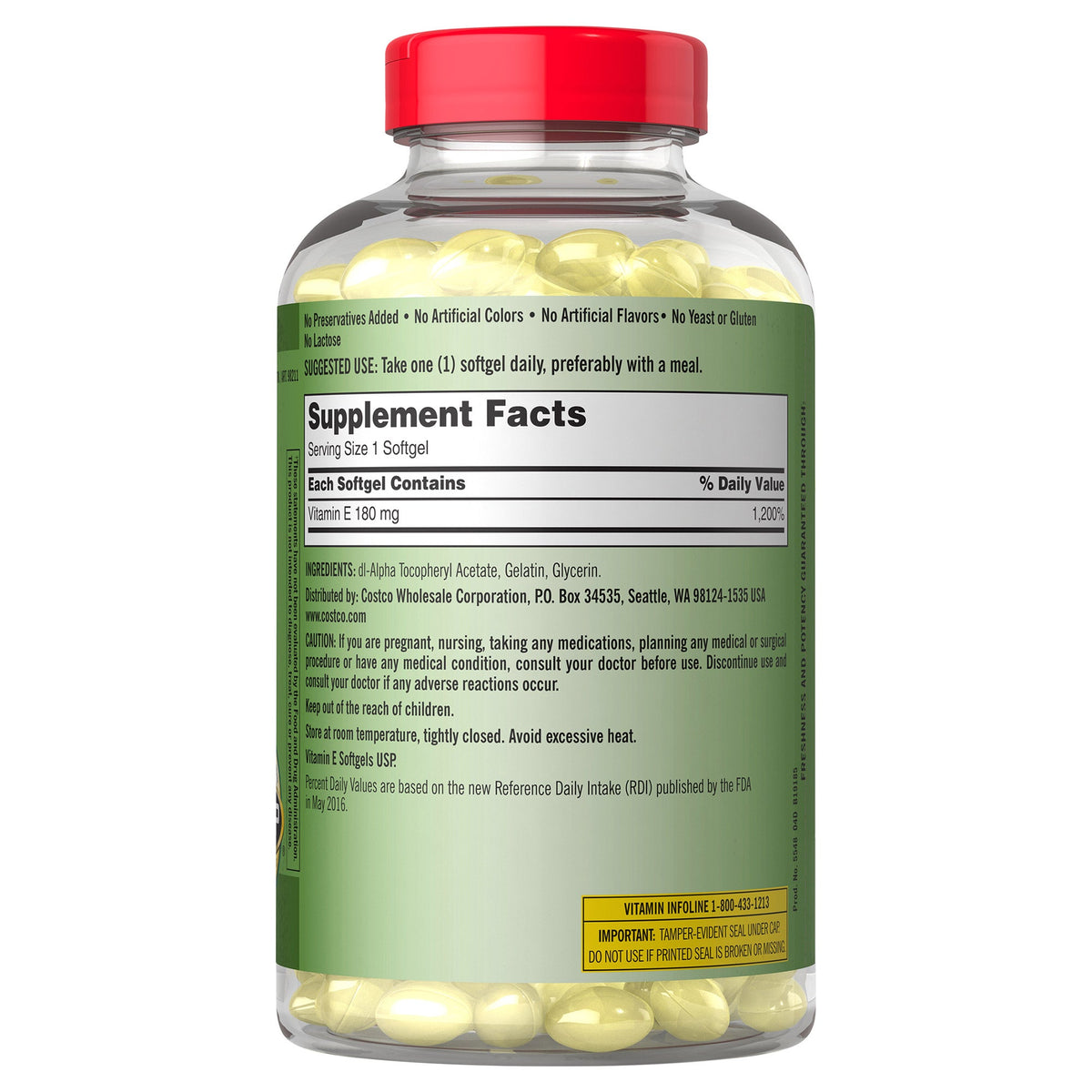 Kirkland Signature Vitamin E 400 IU Softgels, 500 Count