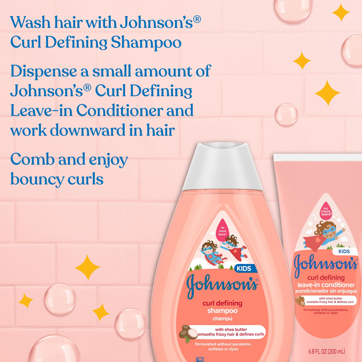 Johnson's Curl Defining Kids' Leave-In Hair Conditioner, 6.8 fl. oz