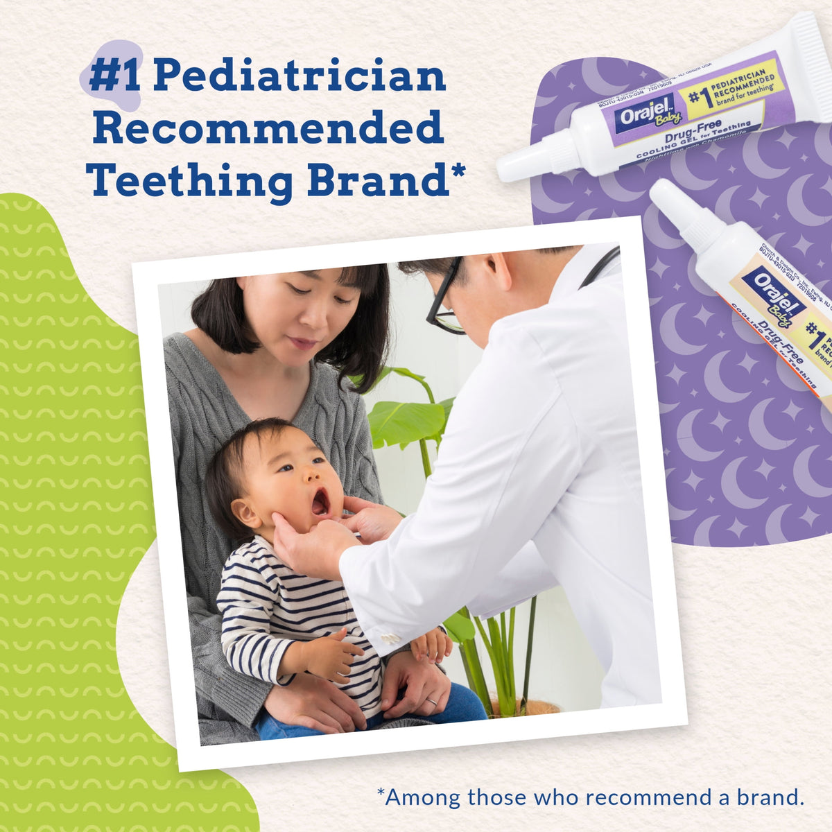 Orajel Baby Teething Cooling Gels, Drug-Free Relief for Painful Gums, Day & Night, 0.18 oz, 2 Ct