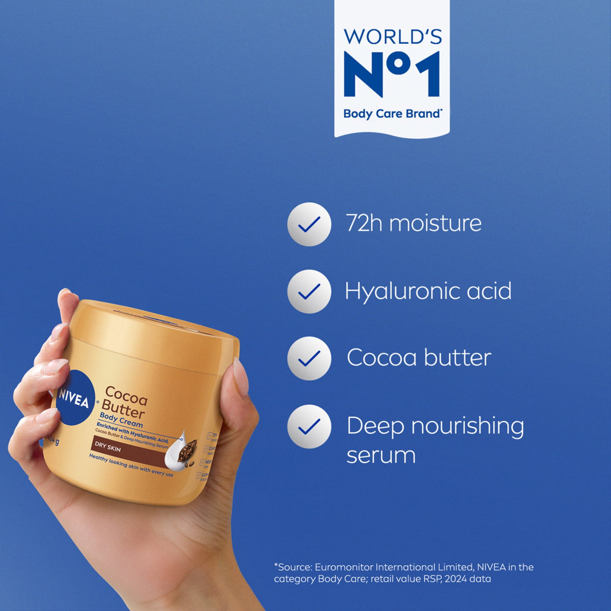 NIVEA Cocoa Butter Body Cream for Dry Skin, 16 oz