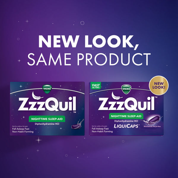 ZzzQuil LiquiCap Sleep Aid, Diphenhydramine 25mg HCl, 48 LiquiCaps