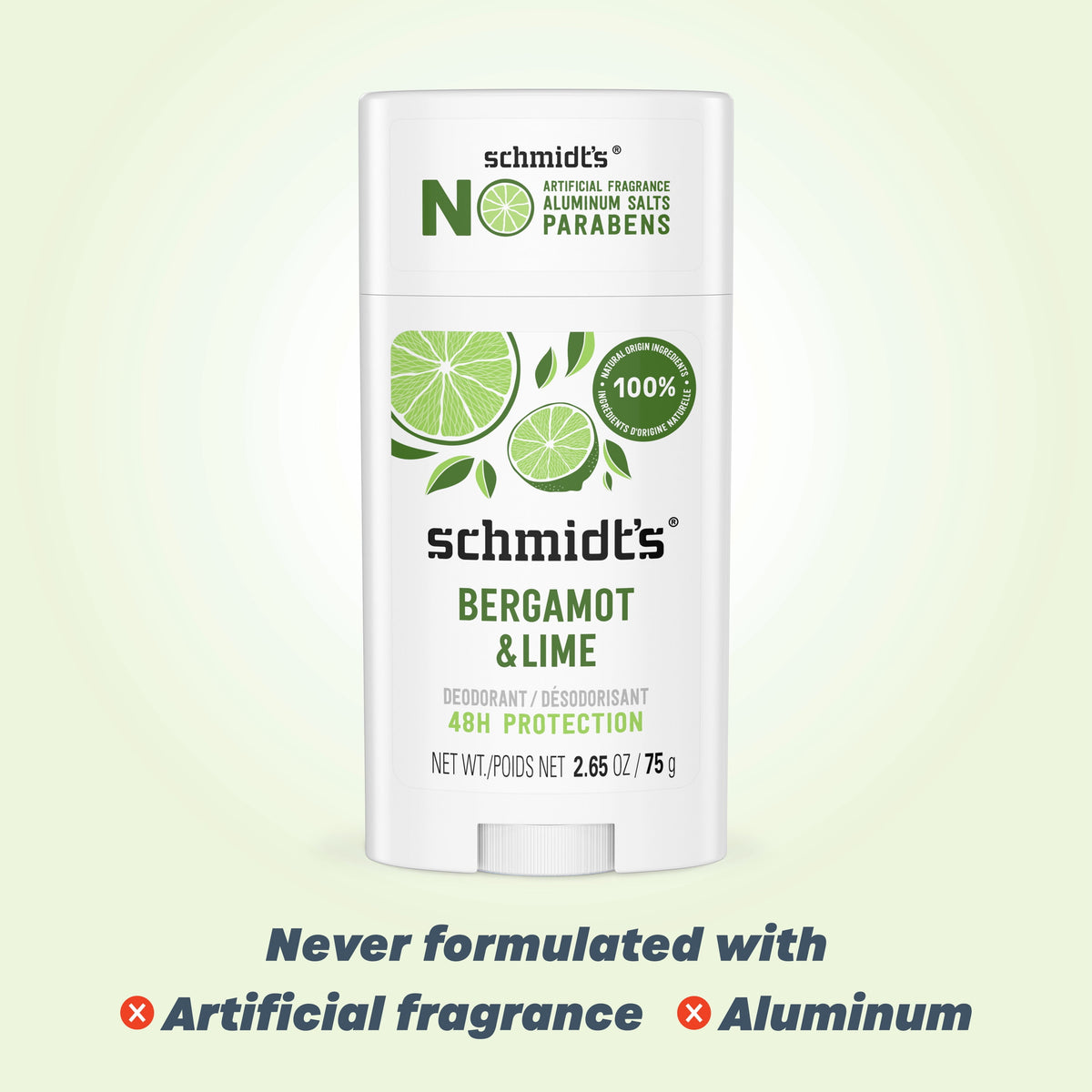 Schmidt's Bergamot & Lime Aluminum-Free Vegan Deodorant, 2.65 oz