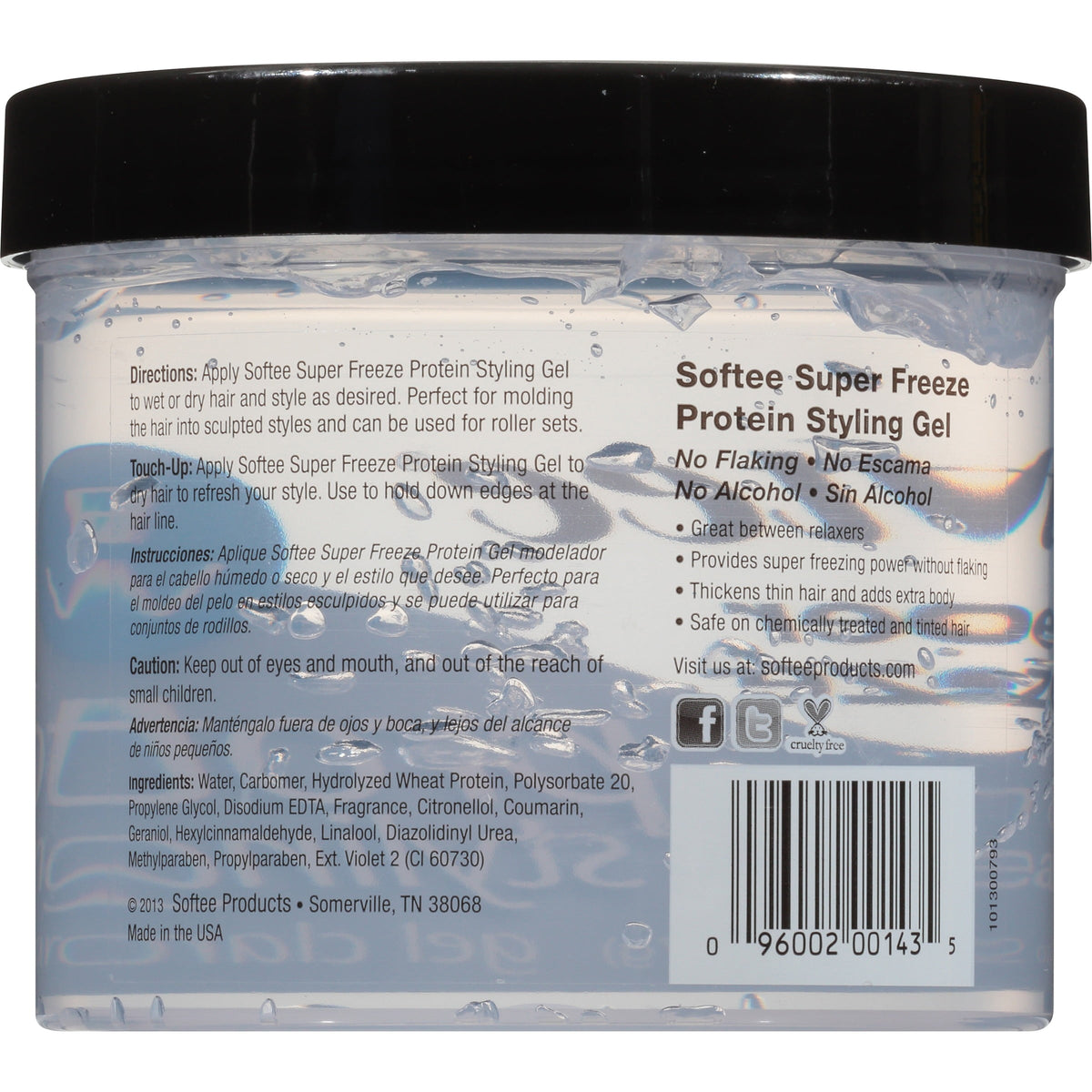 Softee Super Freeze Protein Styling Gel 32 oz. Jar, Unisex, Clarifying, Strengthens Hair