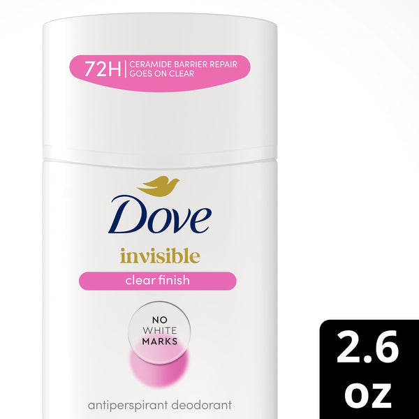 Dove Advanced Care Antiperspirant Deodorant For Women No White Marks Clear Finish 72 Hour Sweat and Odor Protection, 2.6 oz