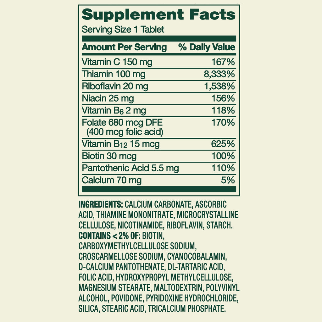 Spring Valley Super Vitamin B-Complex Dietary Supplement, 100 Count, Tablets for Metabolism Support
