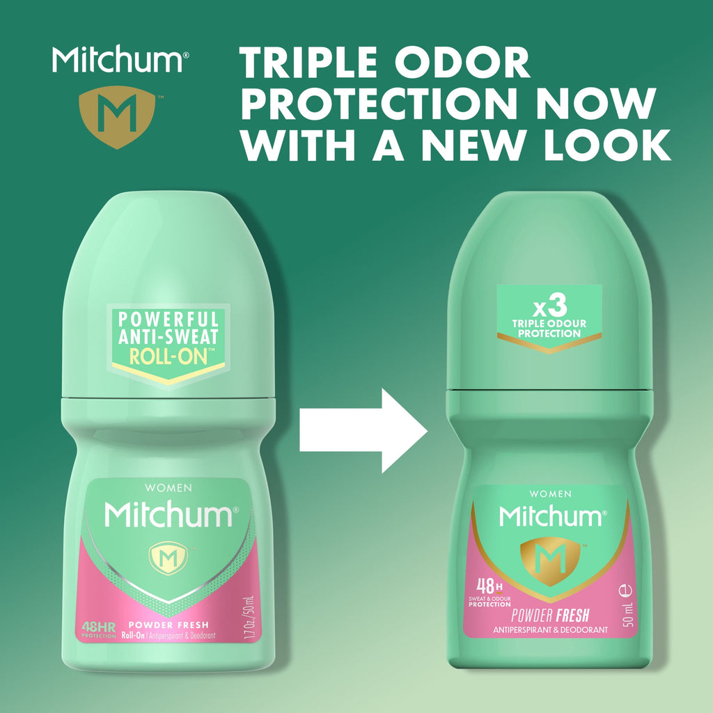 Mitchum Women’s Triple Odor Protection Antiperspirant & Deodorant Roll-On, Powder Fresh, 1.7 oz