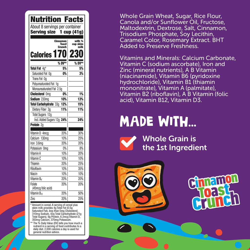 Cinnamon Toast Crunch Breakfast Cereal, Crispy Cinnamon Cereal, 12 oz