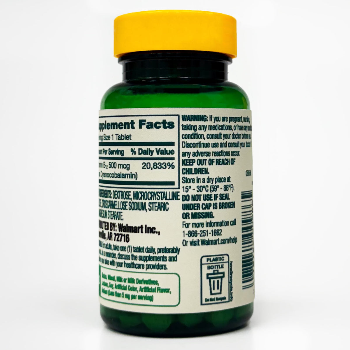 Spring Valley Vitamin B12 Supplement, 500 mcg, 100 Count, Tablets for Metabolism Support