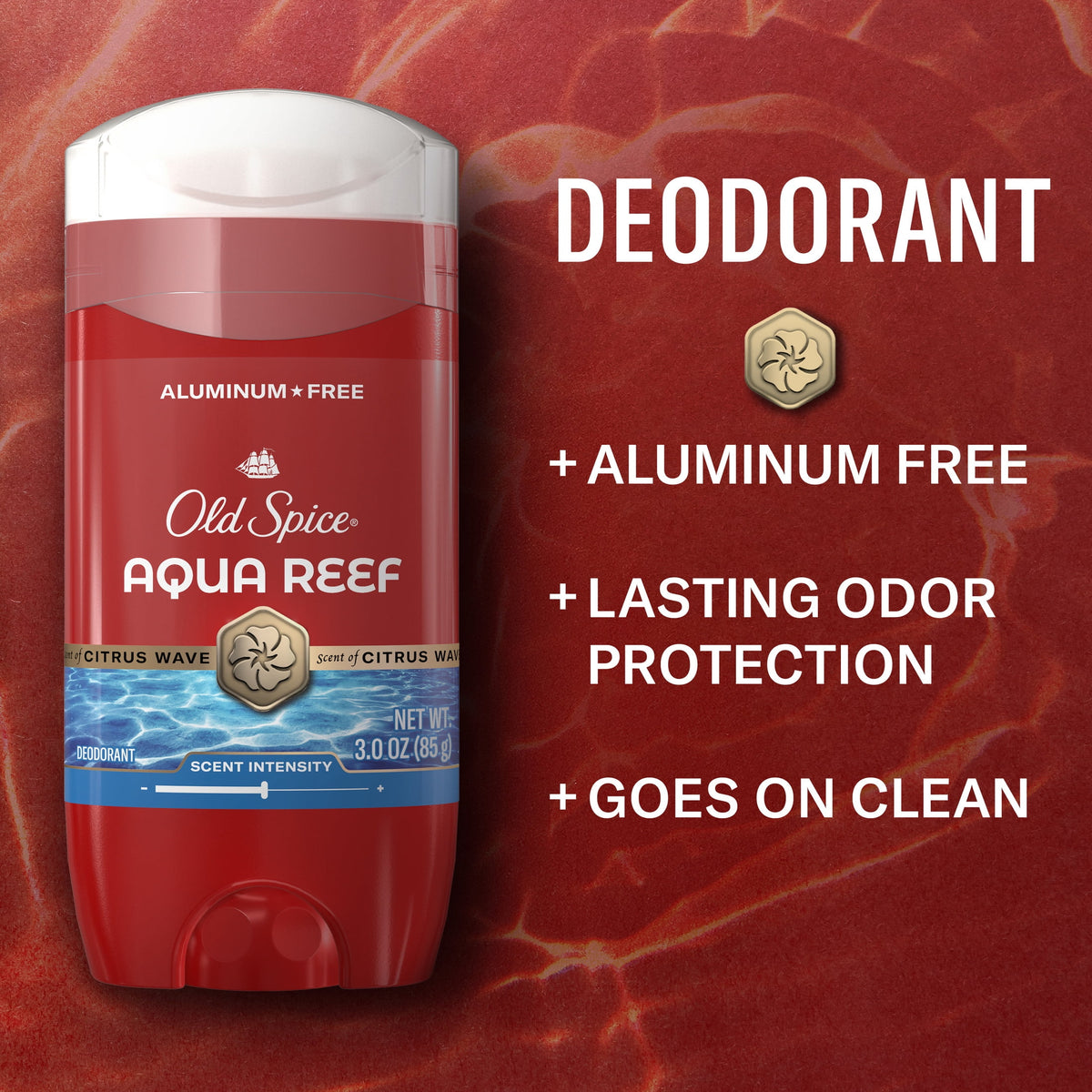 Old Spice Deodorant for Men, Aluminum Free, Aqua Reef, 24/7 Odor Protection, 3.0 oz, 2-Pack