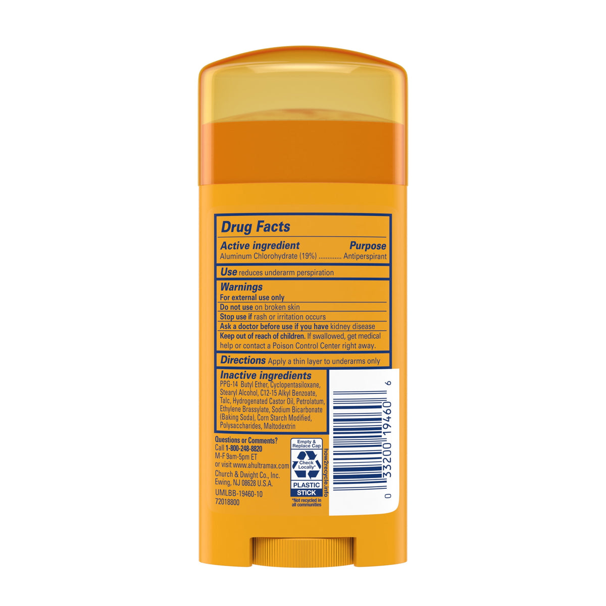 ARM & HAMMER ULTRA MAX Solid Antiperspirant Deodorant, Unscented, 2.6 oz