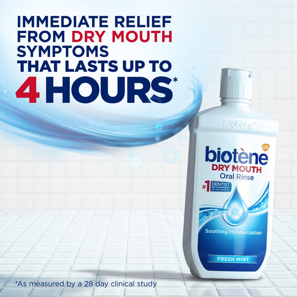 Biotene Moisturizing Dry Mouth Oral Rinse Mouthwash, Fresh Mint, 33.8 Fl Oz, for Children and Adults