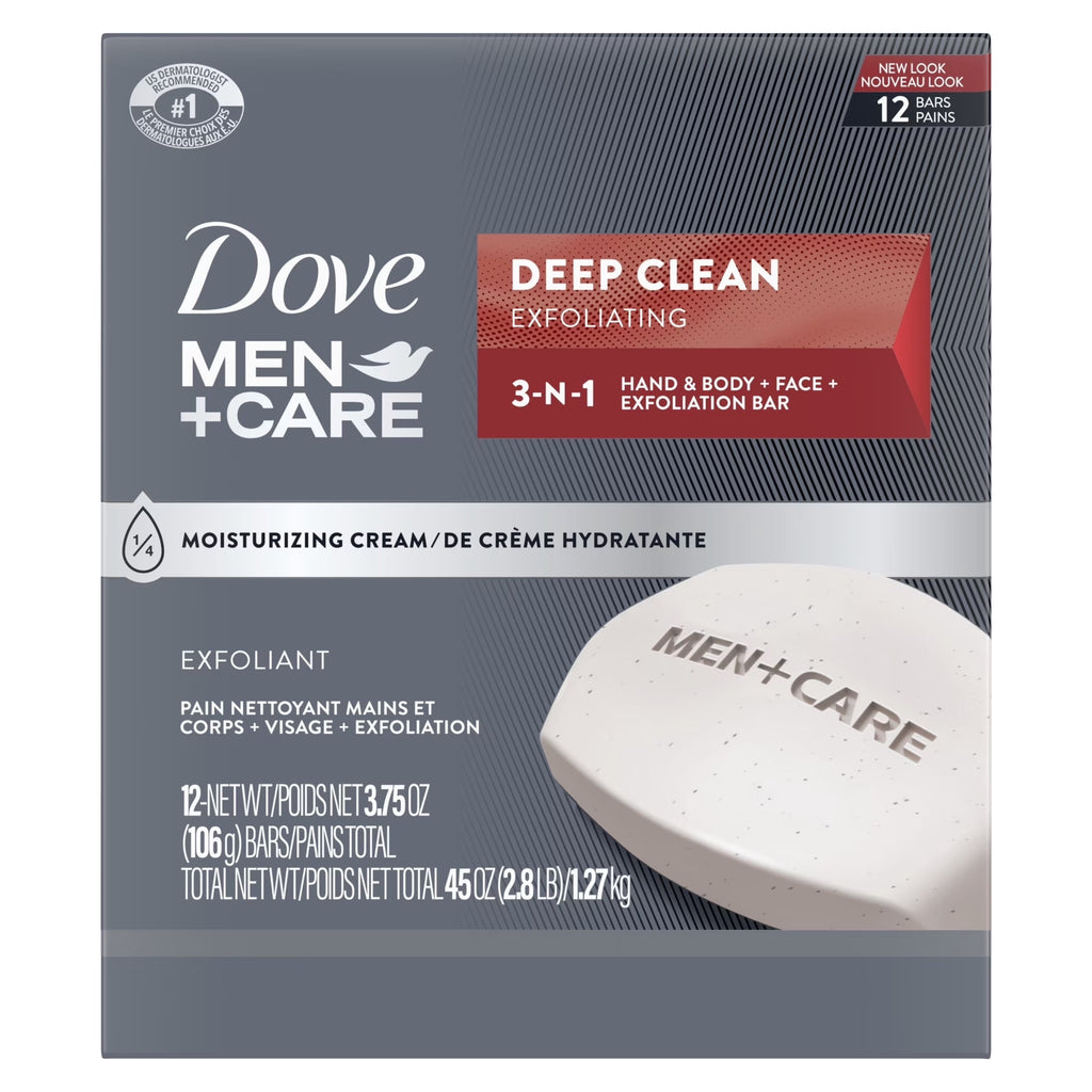 Dove Men+Care Men's Bar Soap More Moisturizing Than Bar Soap Deep Clean Soap Bar That Effectively Washes Away Bacteria, Nourishes Your Skin ,3.75 oz