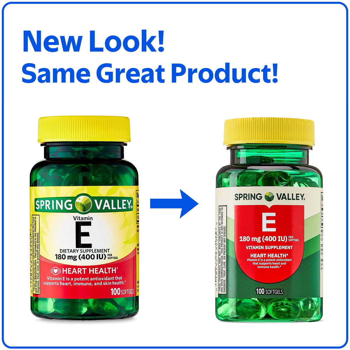 Spring Valley Vitamin E 180 mg Softgels for Heart Health, 100 Count