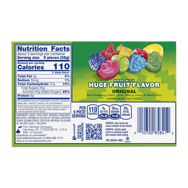 Jolly Rancher Sour Gummies Assorted Fruit Flavored Candy, Movie Theater Box Candy 3.5 oz