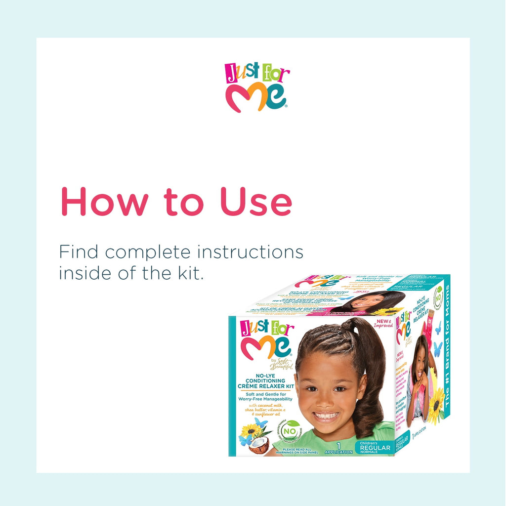 Just For Me No-Lye Conditioning  Créme Relaxer Kit, Curly, Child