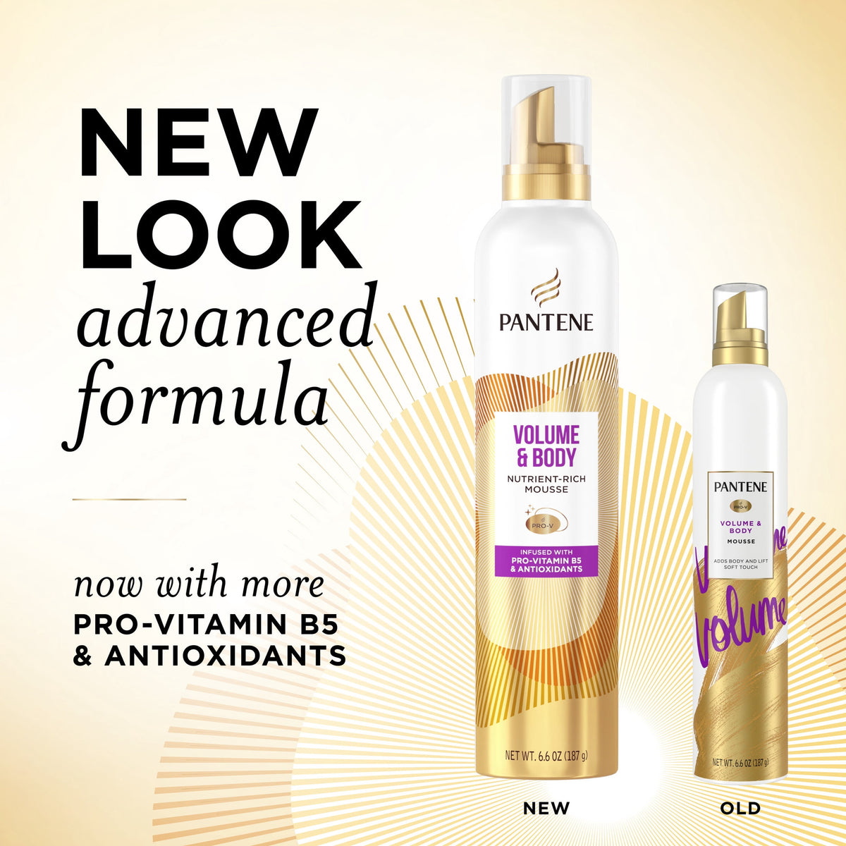 Pantene Volume and Body Mousse, Pro-V Nutrient-Rich Formula for Fullness, 6.6 fl oz