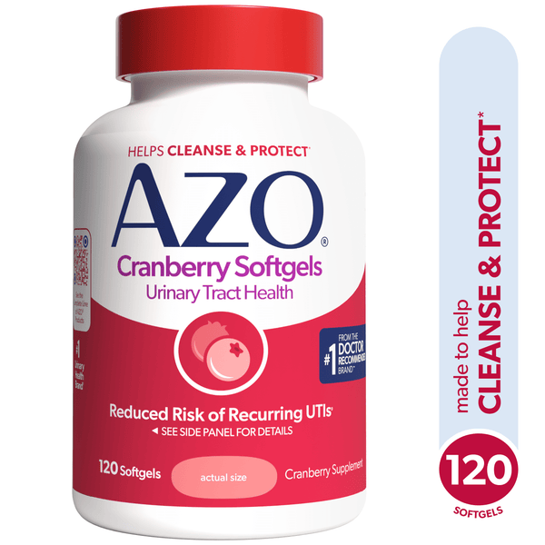 AZO Cranberry Urinary Tract Health Supplement, Helps Cleanse & Protect for Reduced UTIs, 120 Count
