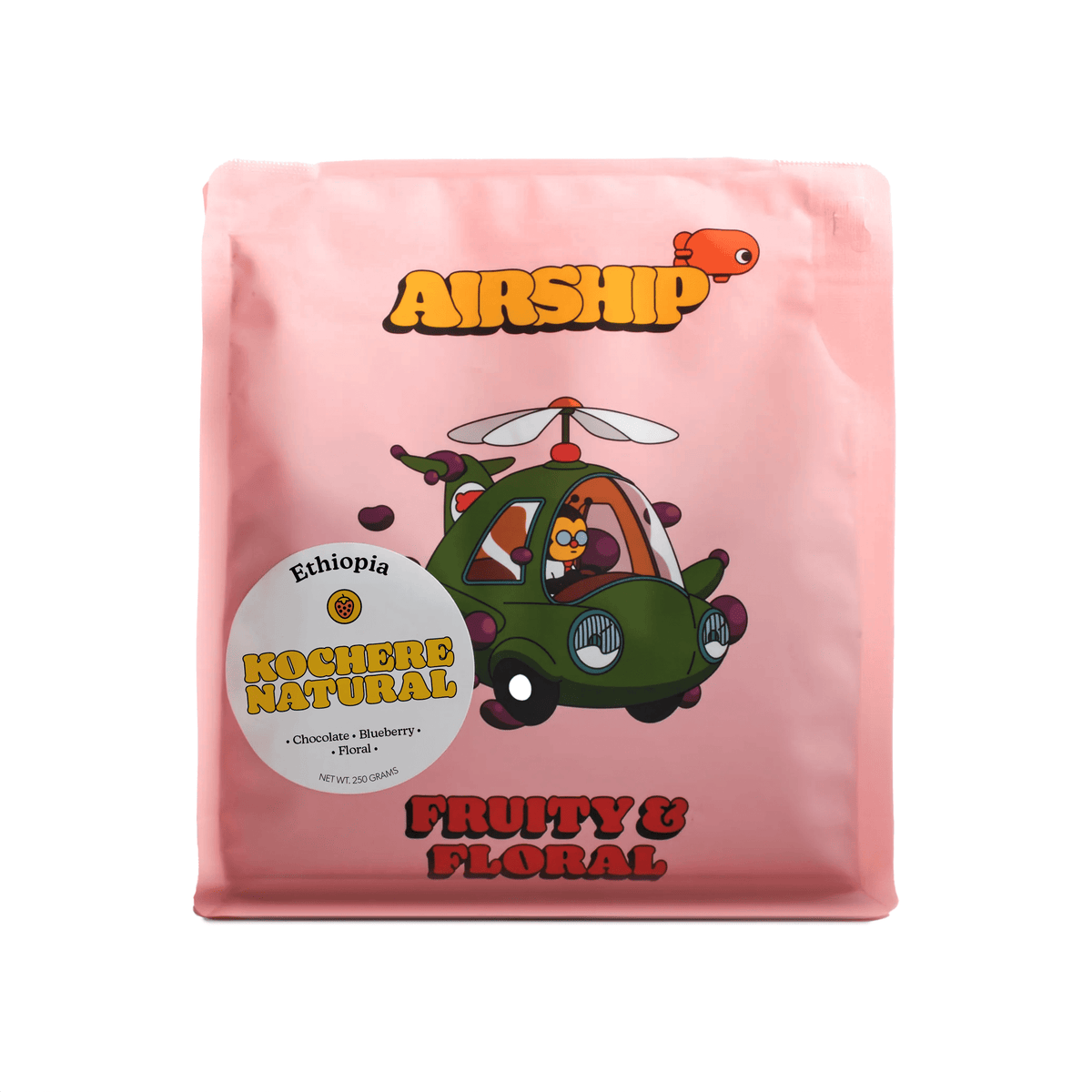 Airship Coffee Ethiopia, Specialty Coffee, Light Roast, Whole Coffee Beans, 8.8 oz, Bentonville