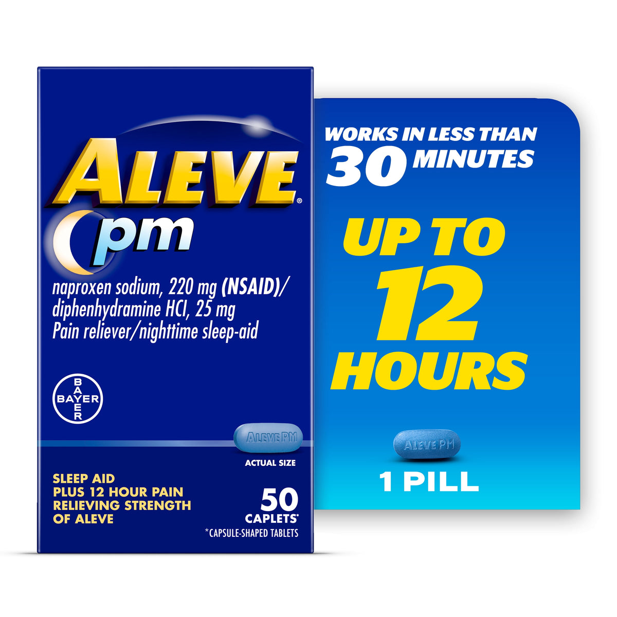 Aleve PM Pain Reliever & Nighttime Sleep Aid Caplets, 50 Count