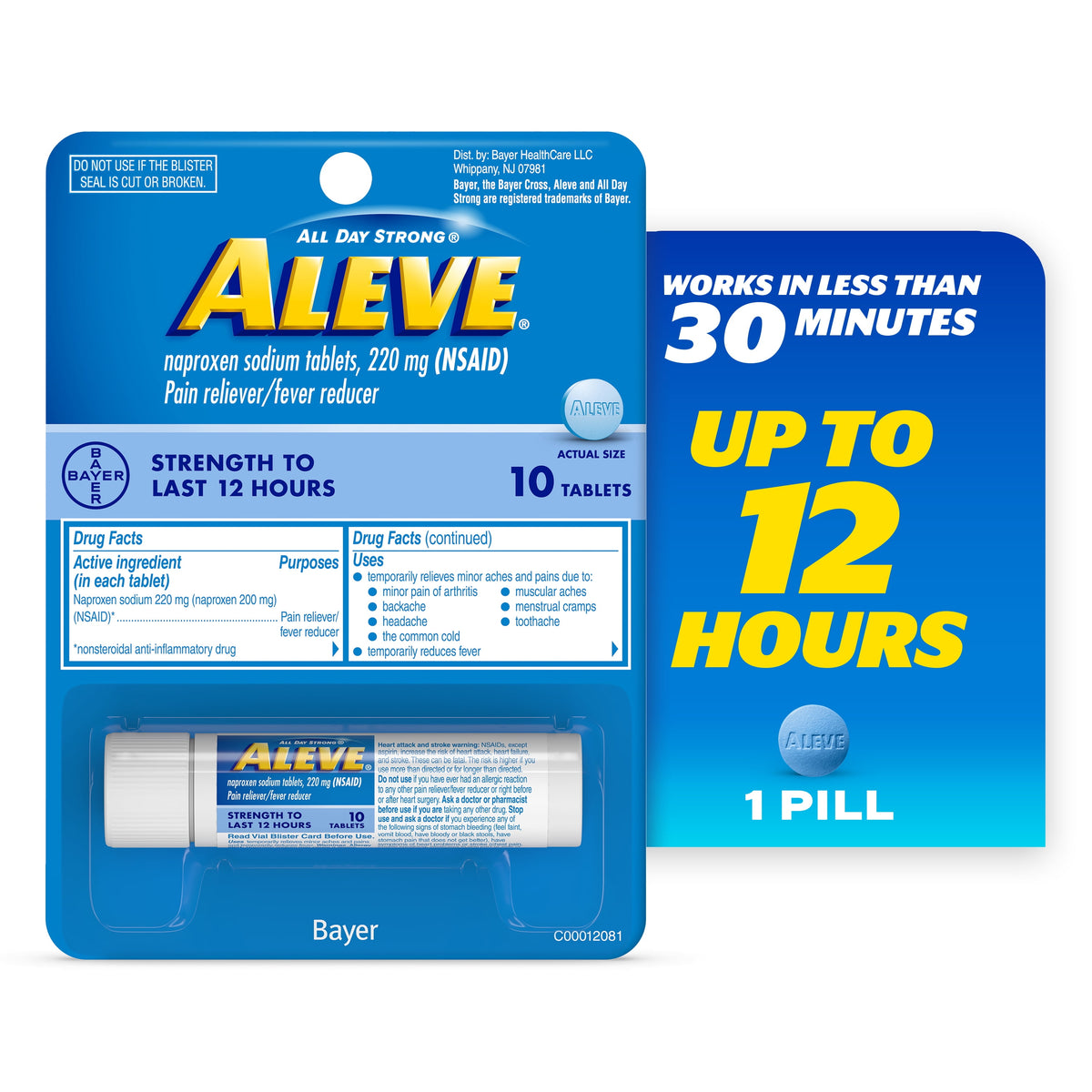 Aleve Tablets Naproxen Sodium Pain Reliever, 10 Count