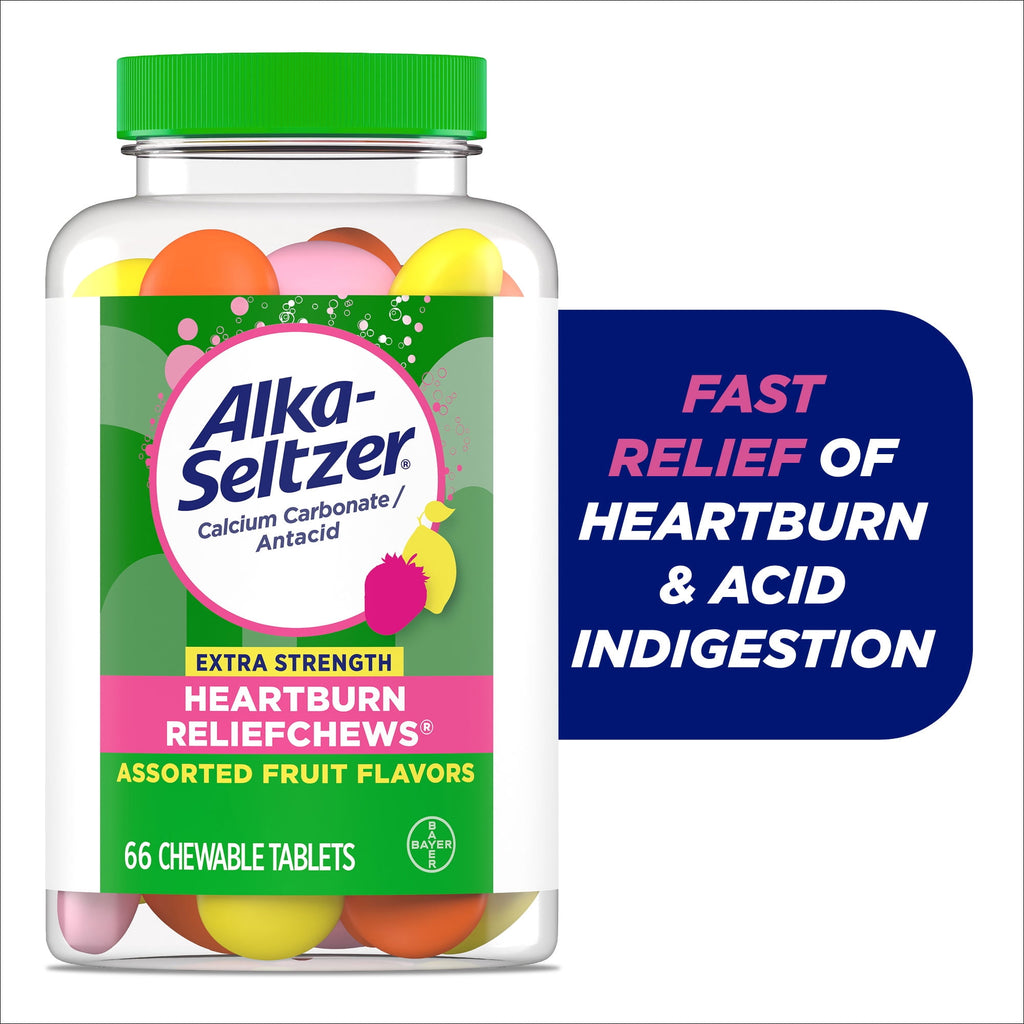 Alka-Seltzer Extra Strength Heartburn ReliefChews, Antacid for Fast Heartburn & Acid Indigestion Relief On the Go, 66 Ct