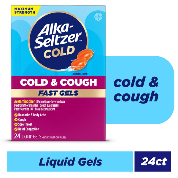 Alka-Seltzer Cold, Cold & Cough Max Strength Fast Gels,  24 Count