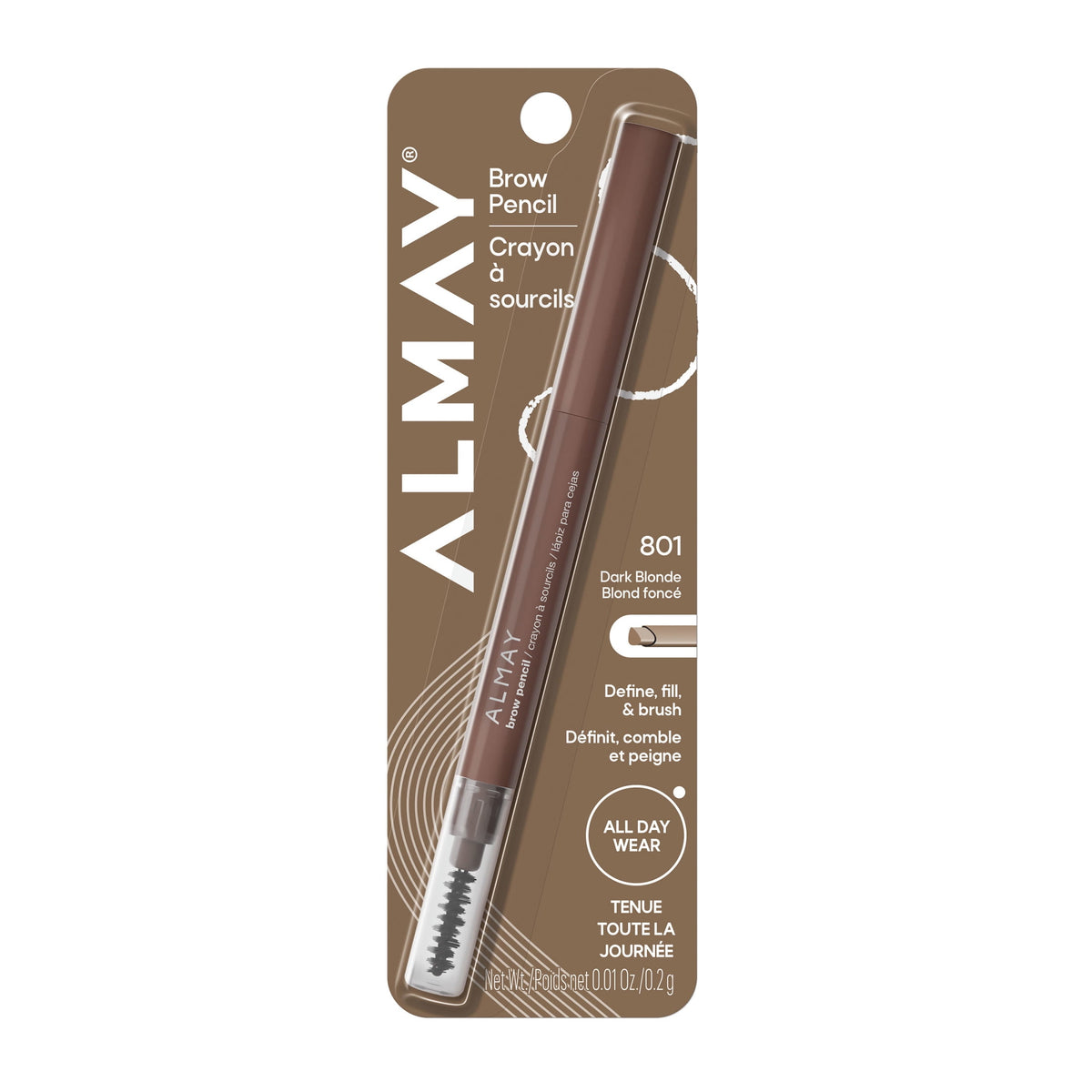 Almay Brow Pencil, Eyebrow Makeup, Hypoallergenic, 801 Dark Blonde