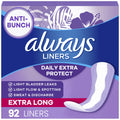 Always Panty Liners, Daily Extra Protect, Extra Long Length, Unscented liners, 92 Count