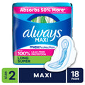 Always Maxi Daytime Pads with Wings, Size 2, Long, Unscented, 18 Count