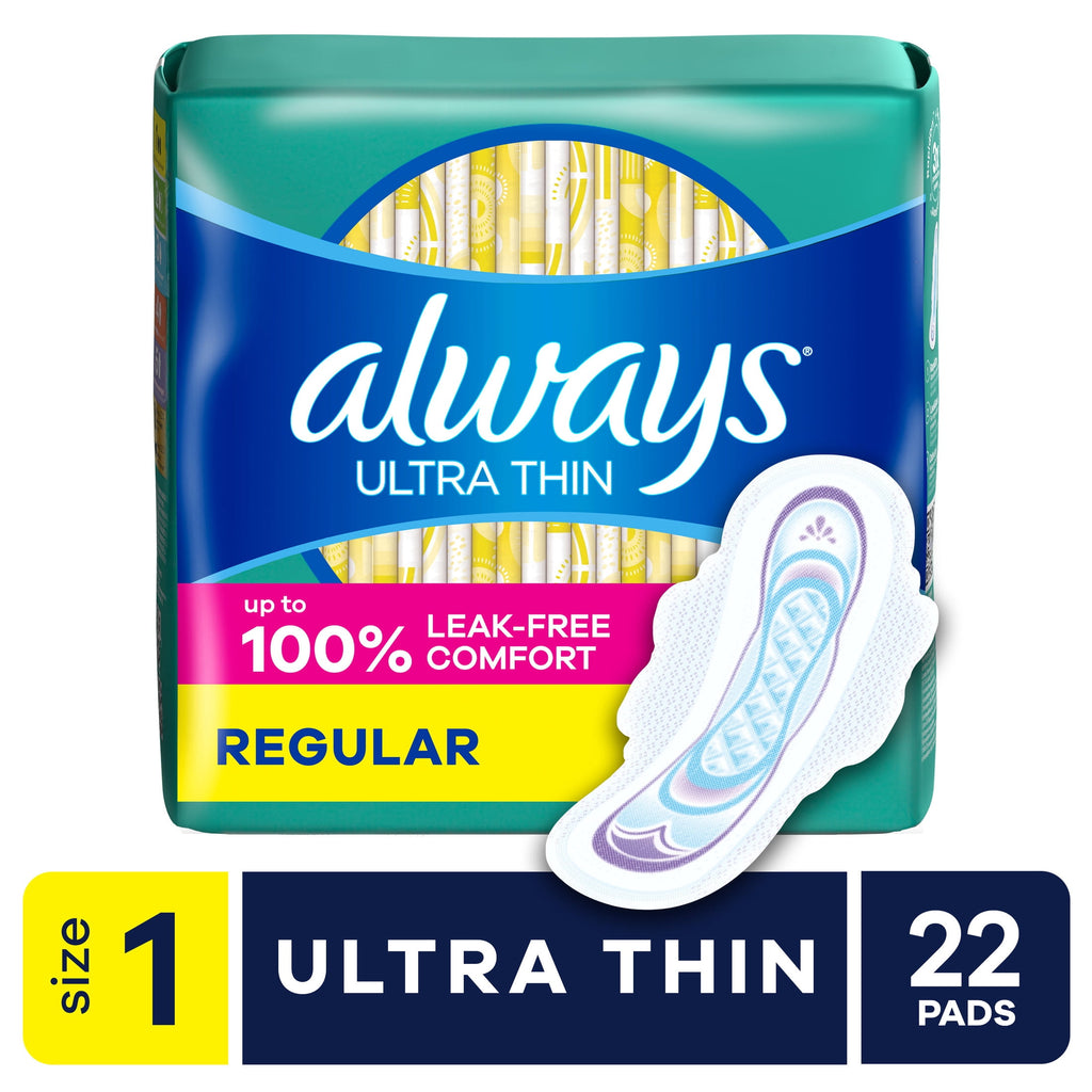 Always Ultra Thin Pads with Wings, Size 1, Regular, 22 Count