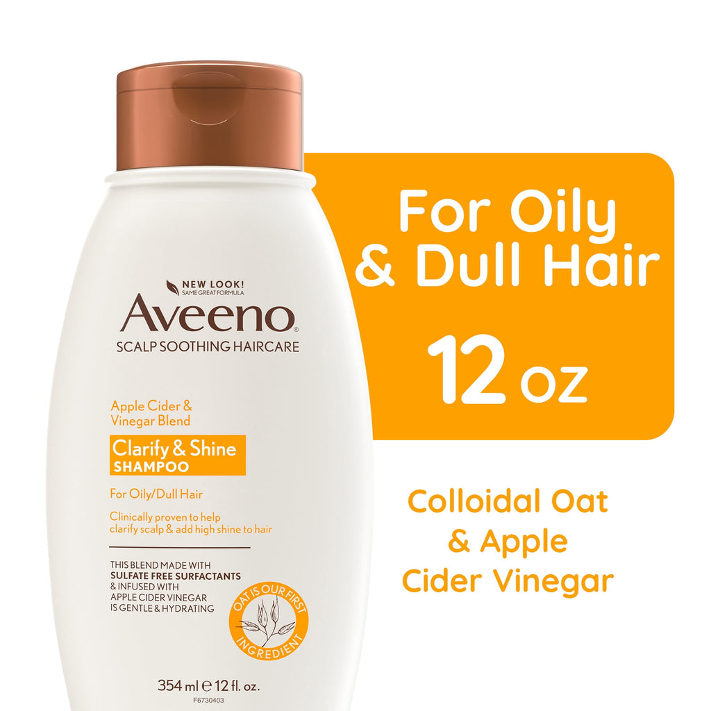 Aveeno Apple Cider Vinegar Blend Shampoo For Clarify and Shine, 12 OZ