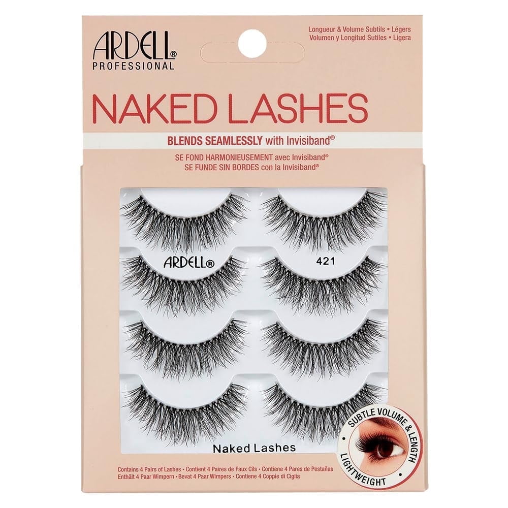 Ardell Naked Strip False Eyelashes 421, Natural-Looking Eye Lashes Lash, 4 Pairs