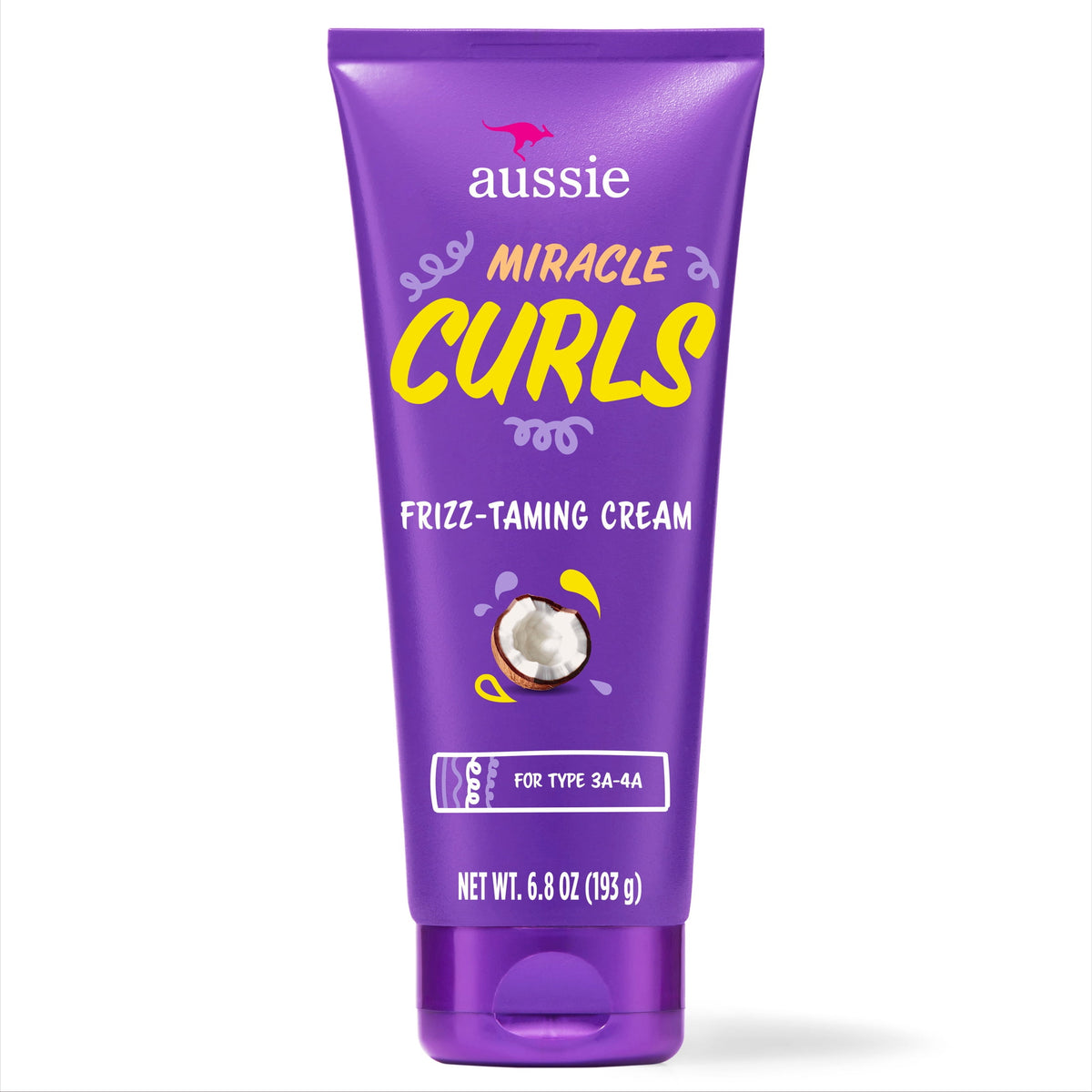 Aussie Miracle Curls Frizz Taming Curl Cream, for Curly Hair 6.8 fl oz