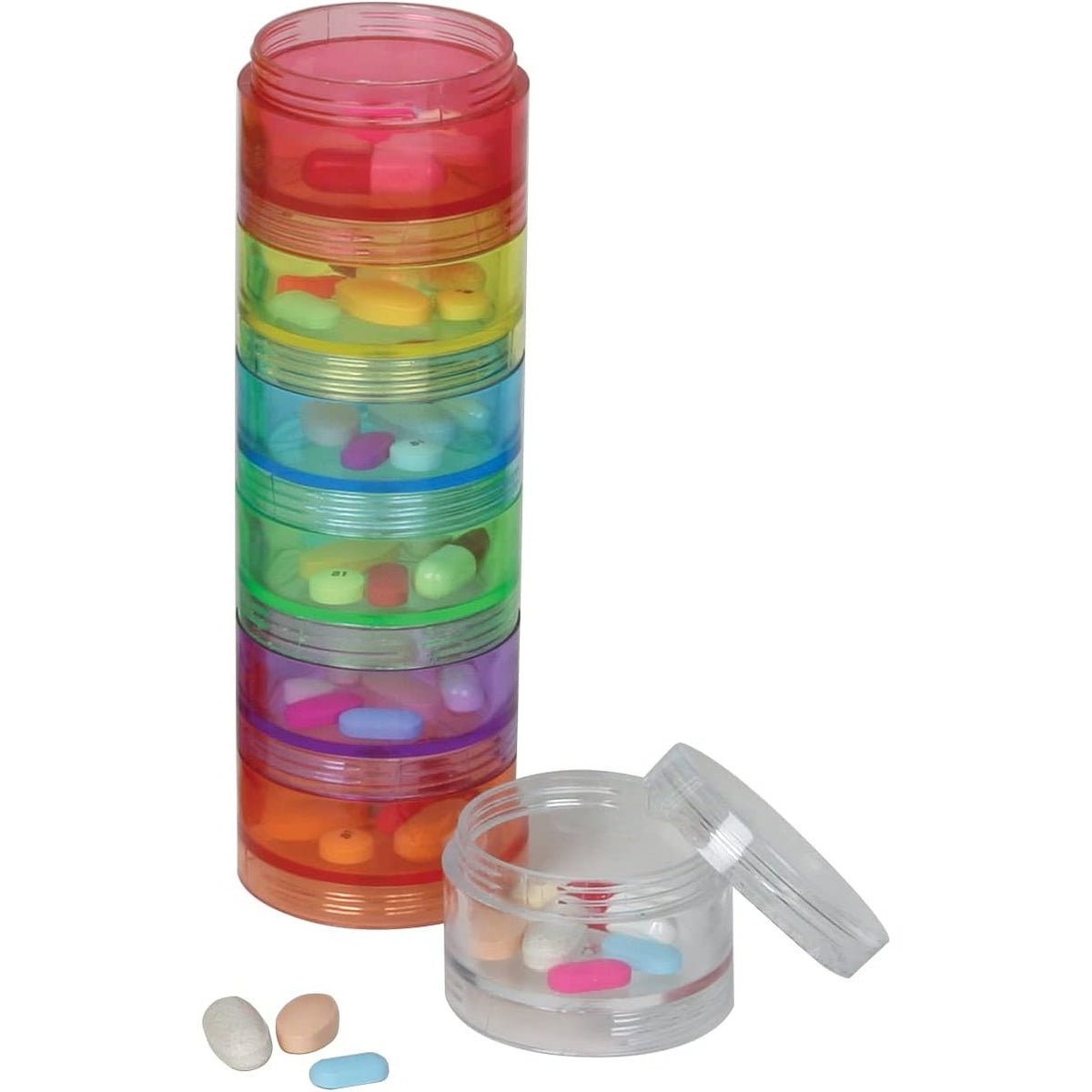 Ezy Dose Weekly (7-Day) Stackable Pill Organizer, Medium Case, Rainbow