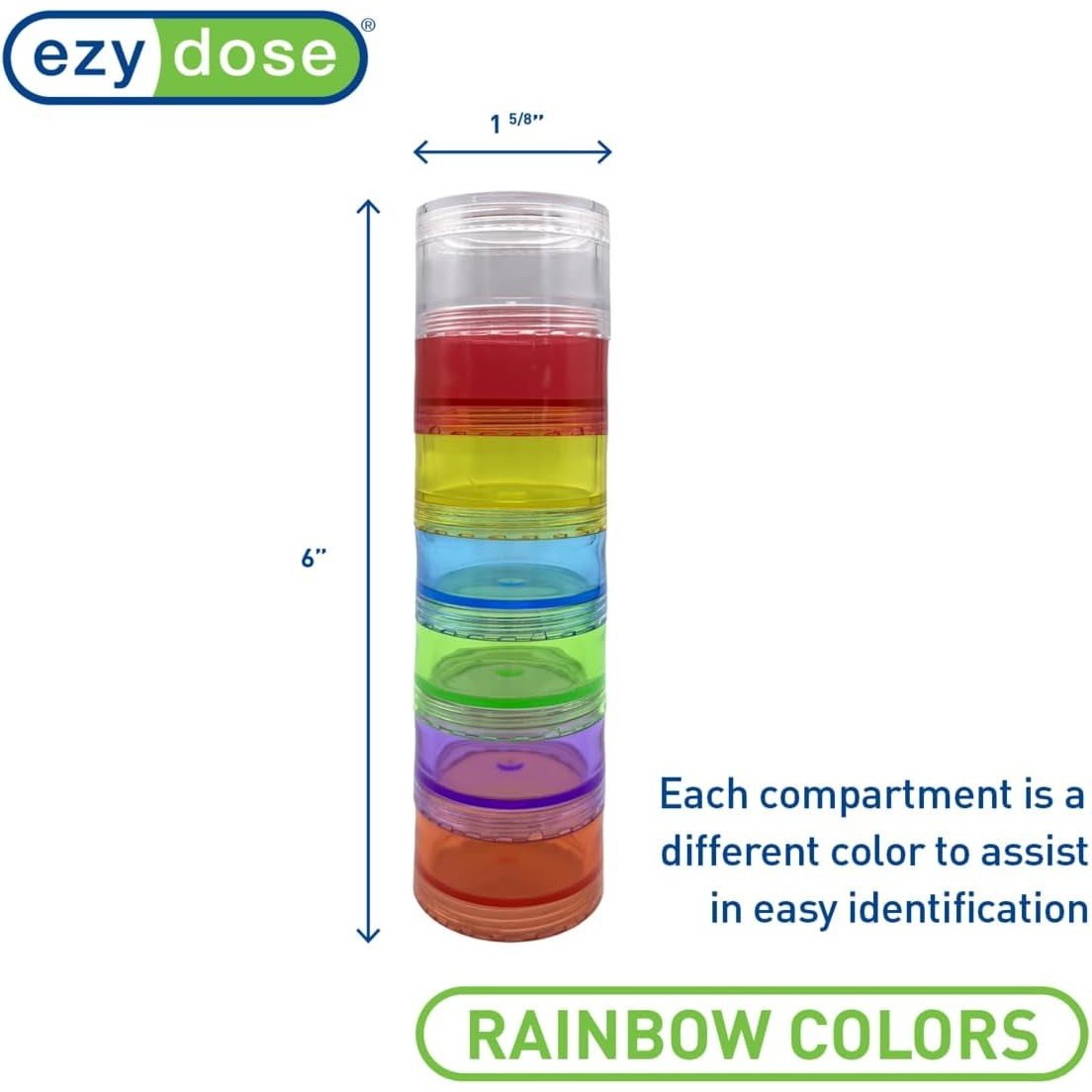 Ezy Dose Weekly (7-Day) Stackable Pill Organizer, Medium Case, Rainbow