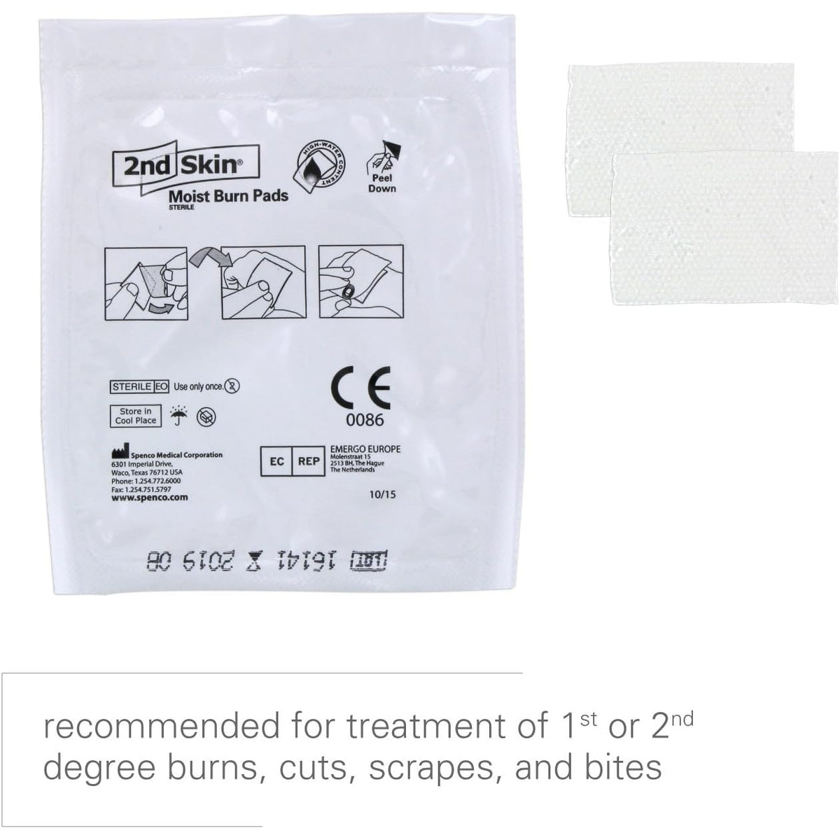 Spenco 2nd Skin Moist Burn Pads, Small (1.5 x 2 Inches), 6-Count