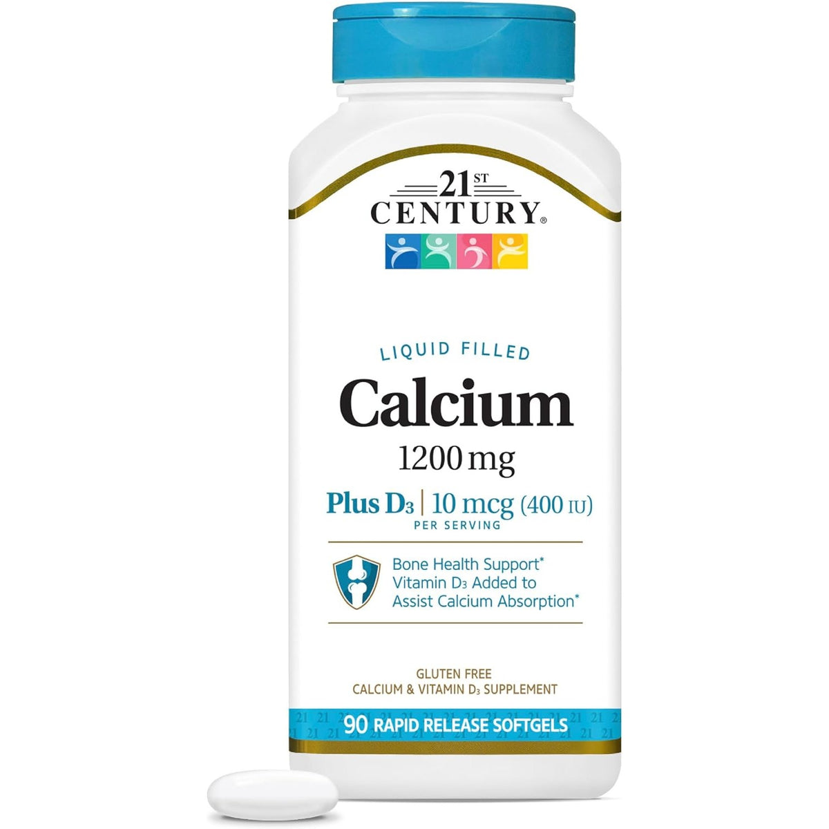 21st Century Calcium 1200mg Plus D3 Liquid-Filled Softgels, 90 Count