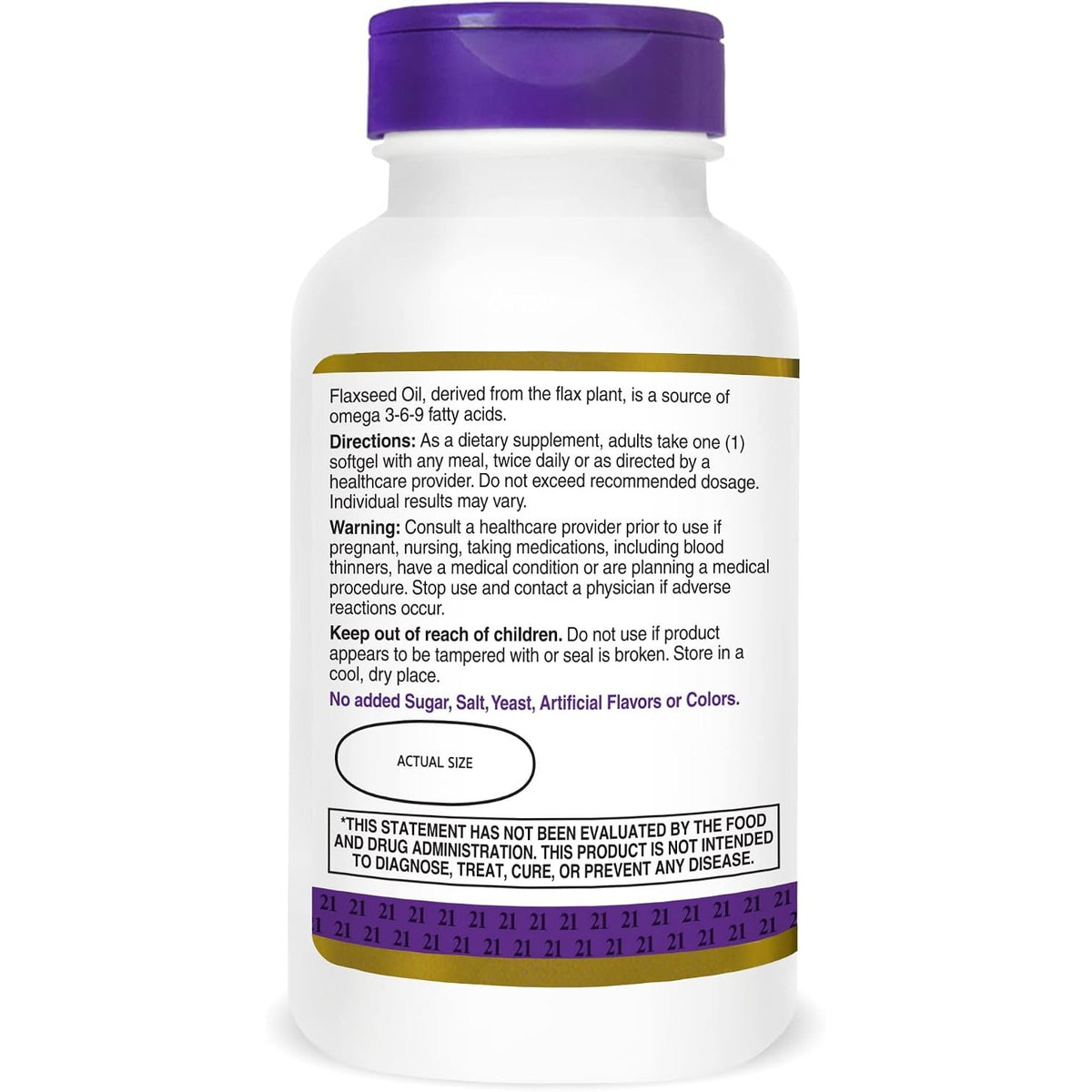 21st Century Flaxseed Oil 1000mg Softgels, Omega 3-6-9, 120 Count