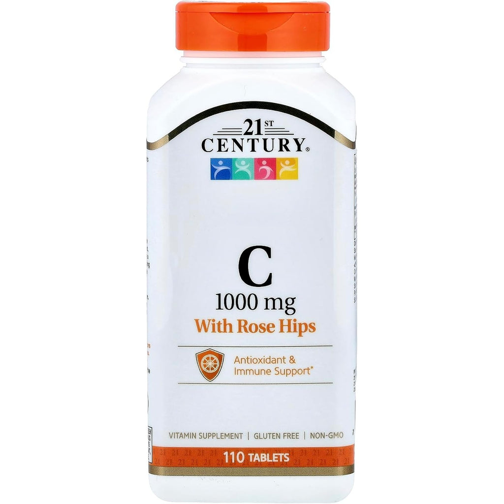 21st Century Natural Vitamin C 1000mg with Rose Hips Caplets, 110 Count