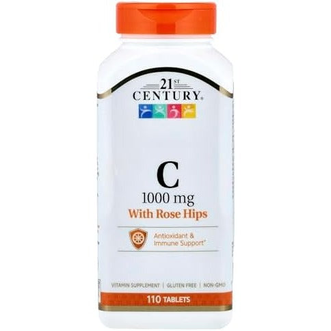 21st Century Natural Vitamin C 1000mg with Rose Hips Caplets, 110 Count