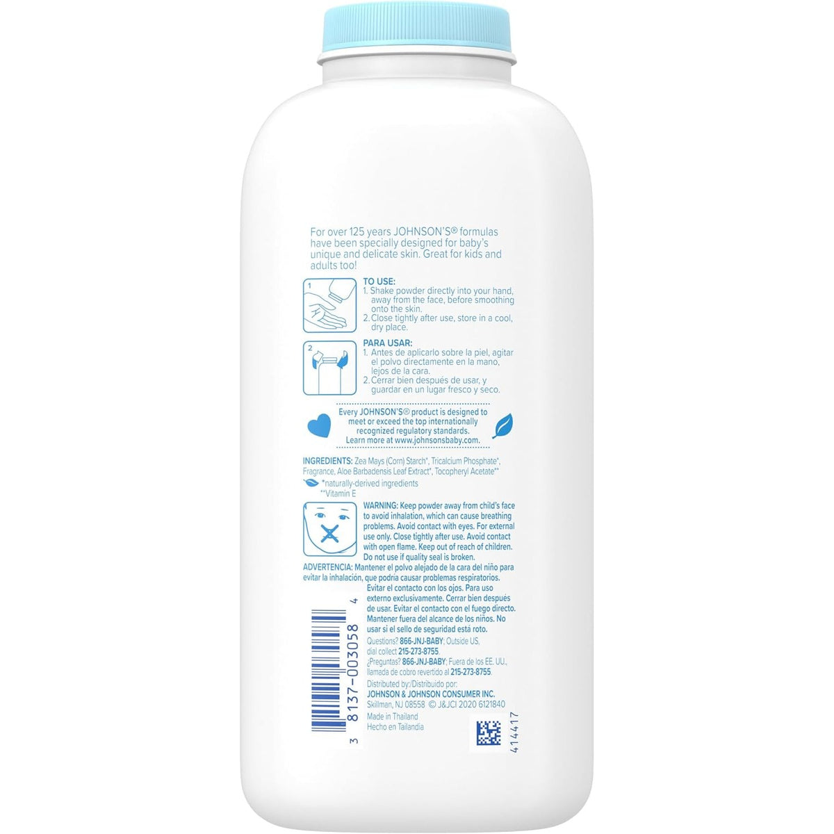 Johnson's Baby Powder with Cornstarch, Aloe & Vitamin E, 15 oz