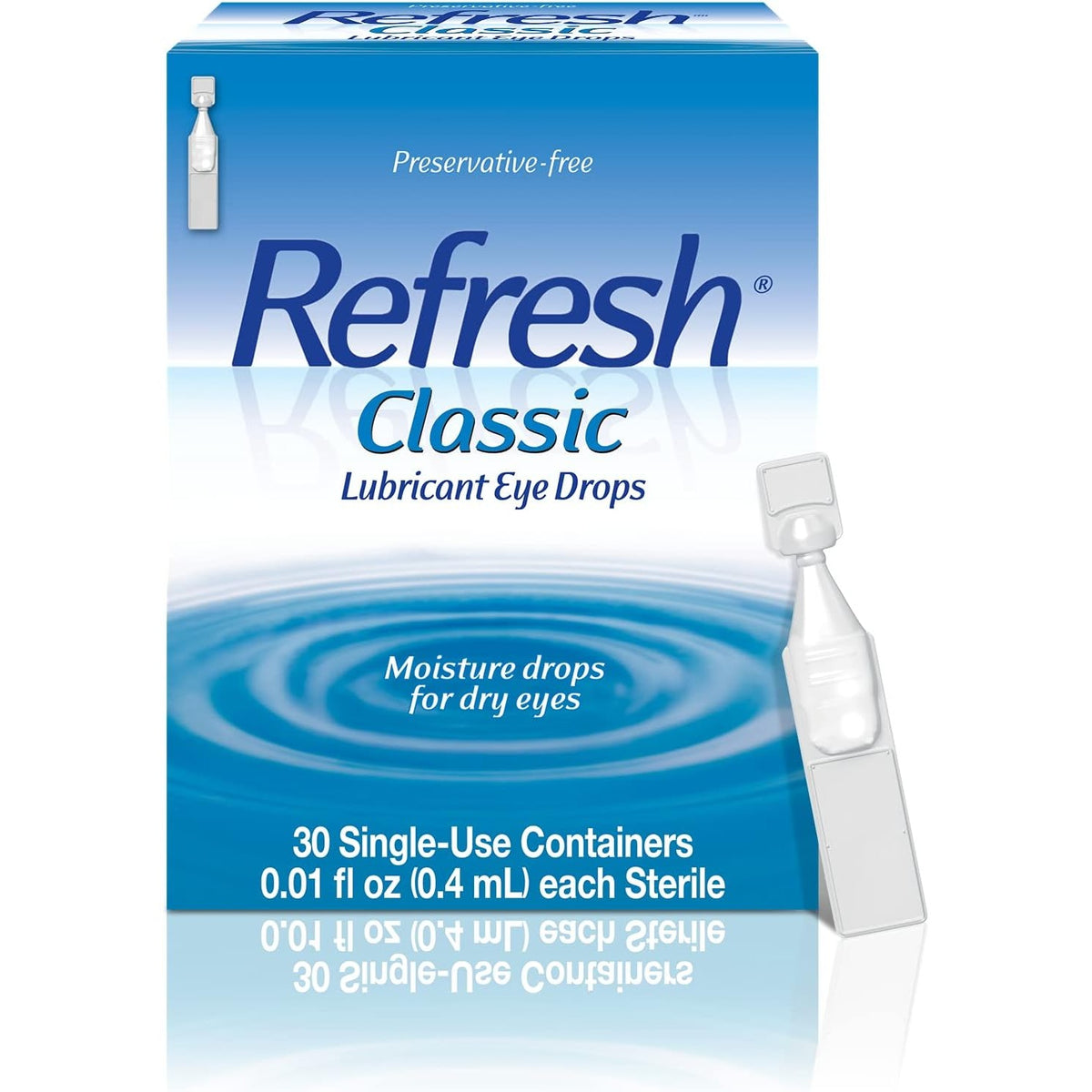 REFRESH CLASSIC Lubricant Eye Drops Preservative-Free Artificial Tears, 0.01 fl oz (0.4 mL), 30 Single-Use Containers