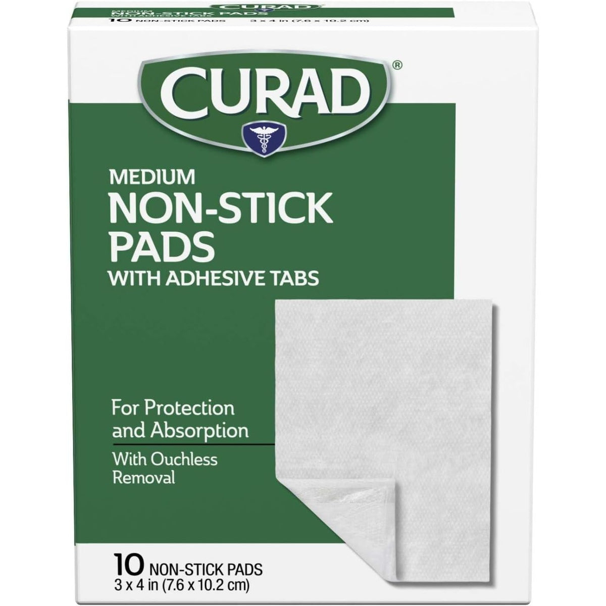 Curad Small Non-Stick Pads With Adhesive Tabs 2 Inches X 3 Inches 20 Each