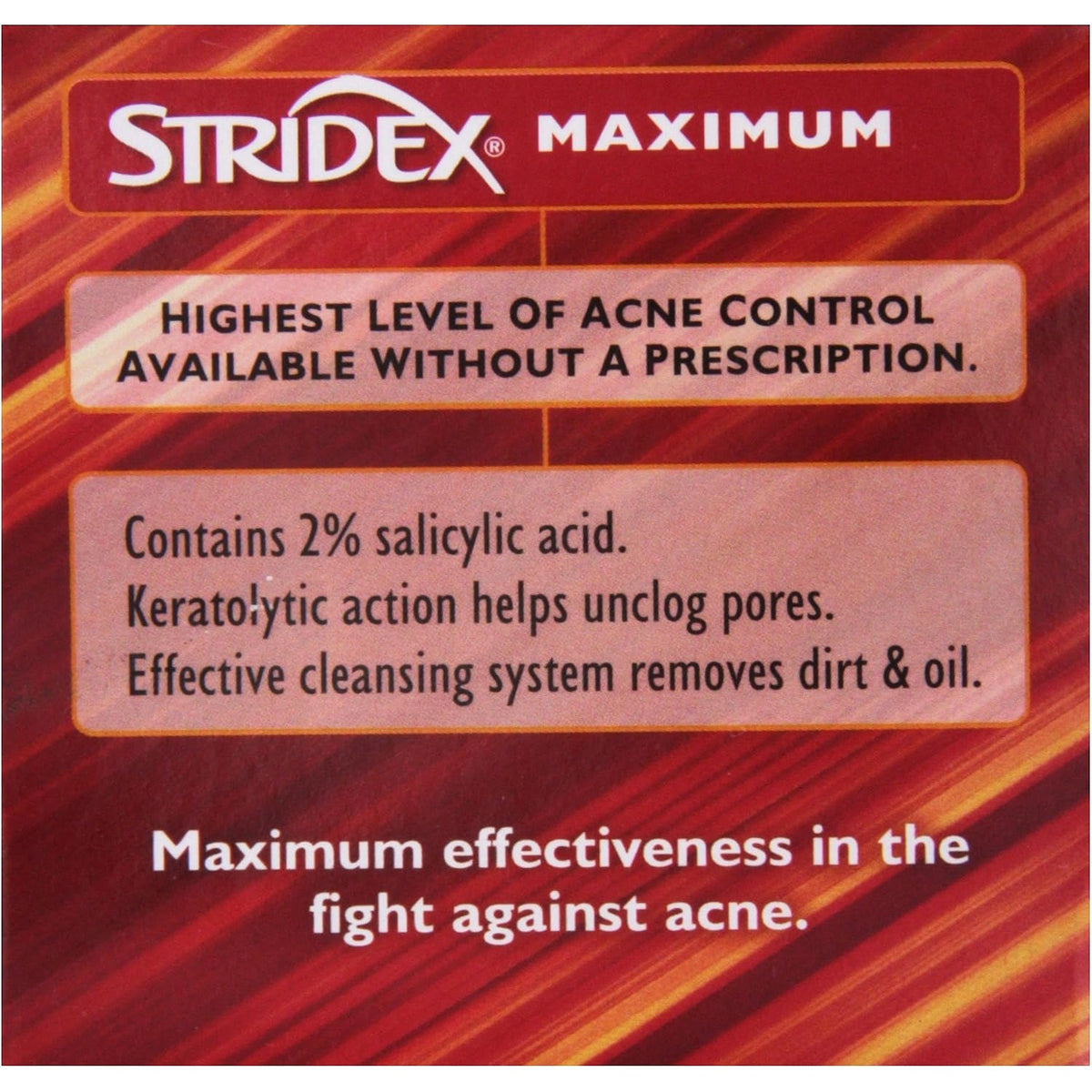Stridex Maximum Acne Pads, Alcohol Free Salicylic Acid Pads for Face, 55 Ct