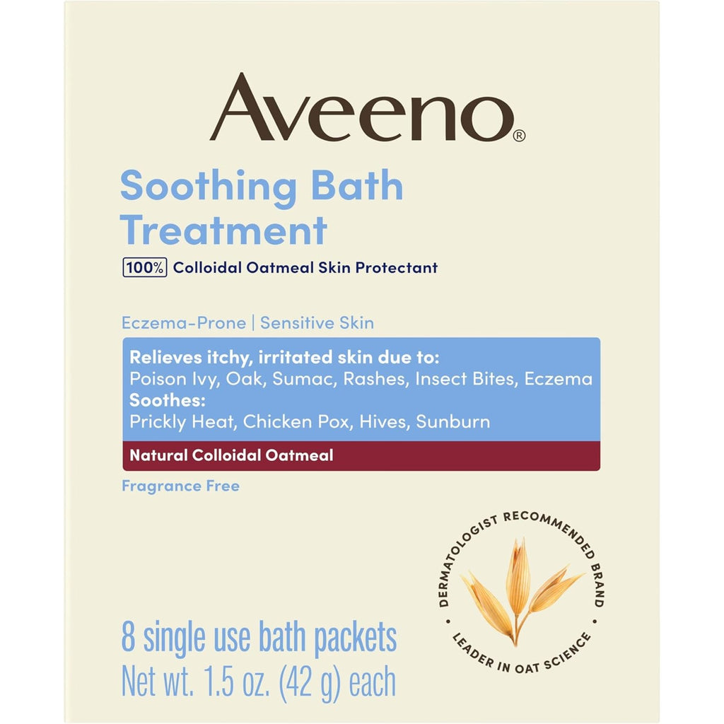 Aveeno Soothing Bath Treatment, Fragrance-Free, 8 Ct