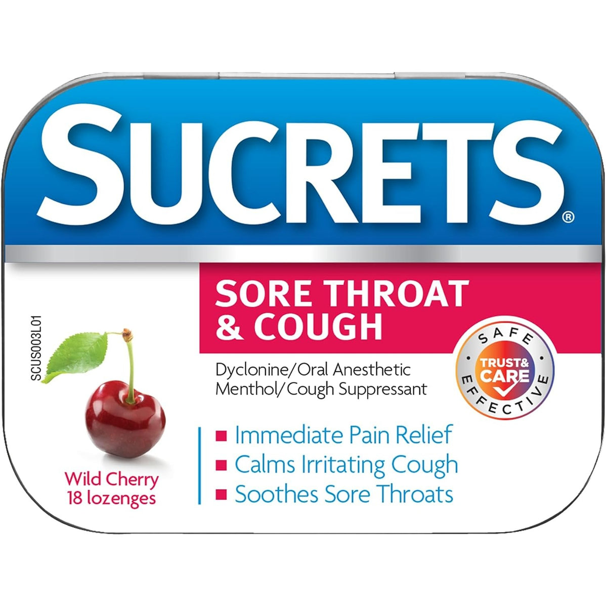 Sucrets Sore Throat Lozenges, Wild Cherry, 18 Count