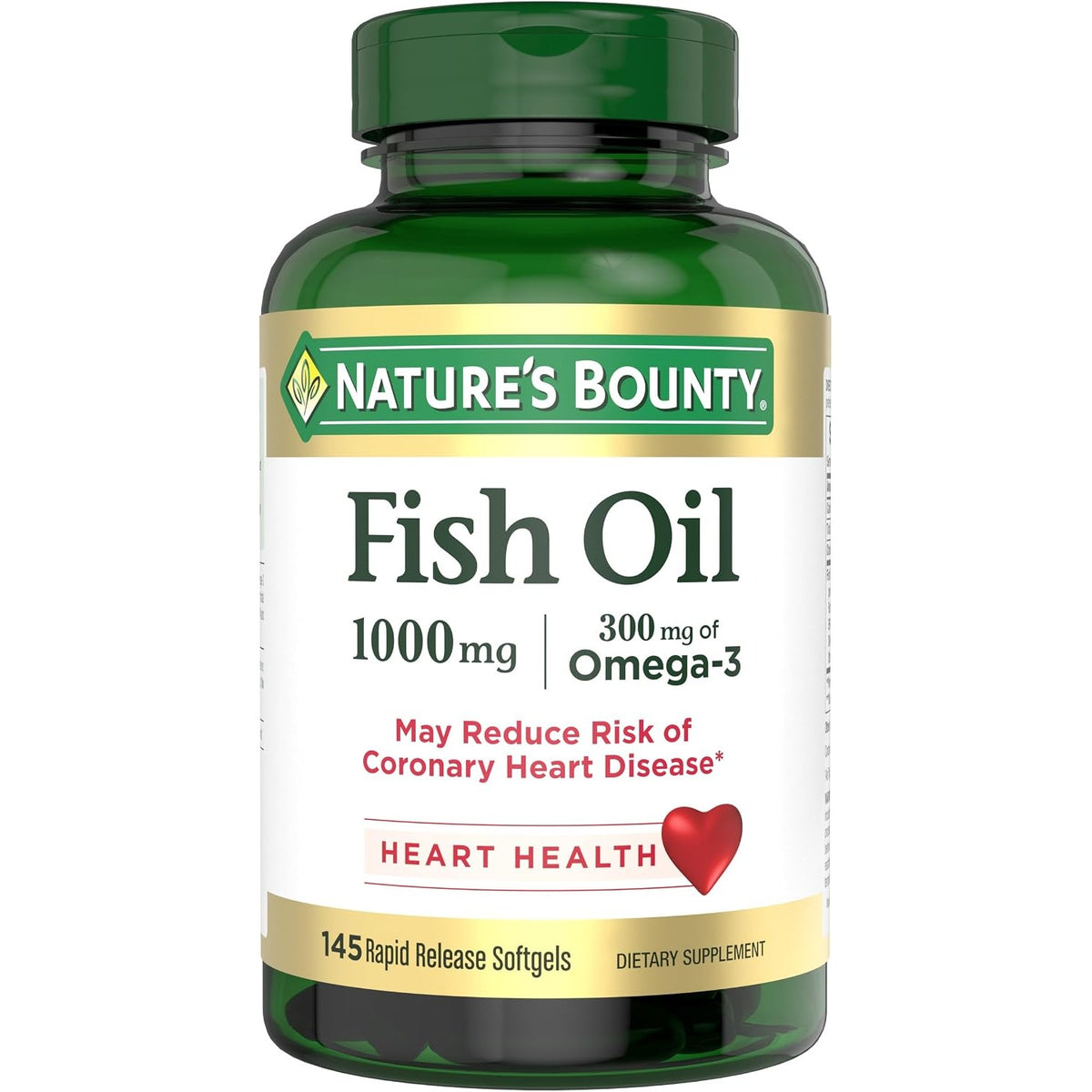 Nature's Bounty Fish Oil, Supports Heart Health, 1000mg, 145 Count