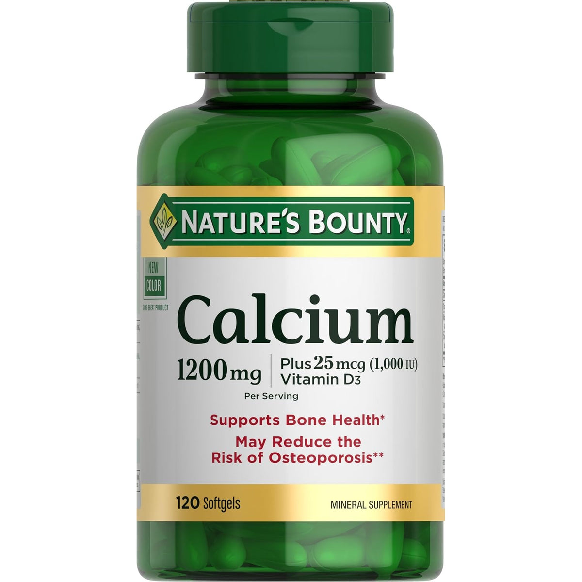 Nature's Bounty Calcium 1200mg with 1000 IU Vitamin D3, 120 Count