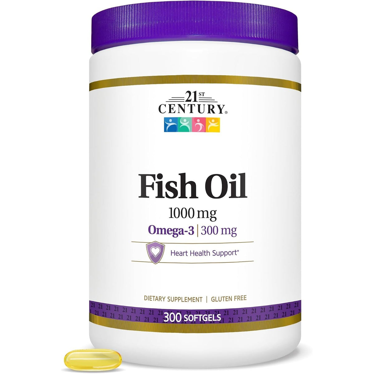 21st Century Fish Oil 1000mg Omega-3 Softgels, Value Size, 300 Count